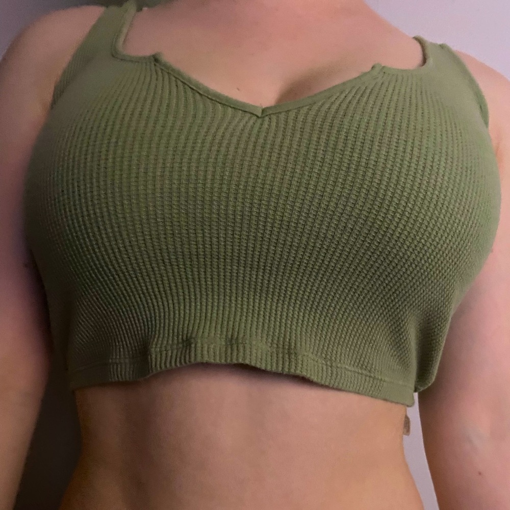 Womens Sage Green Cropped Tank
